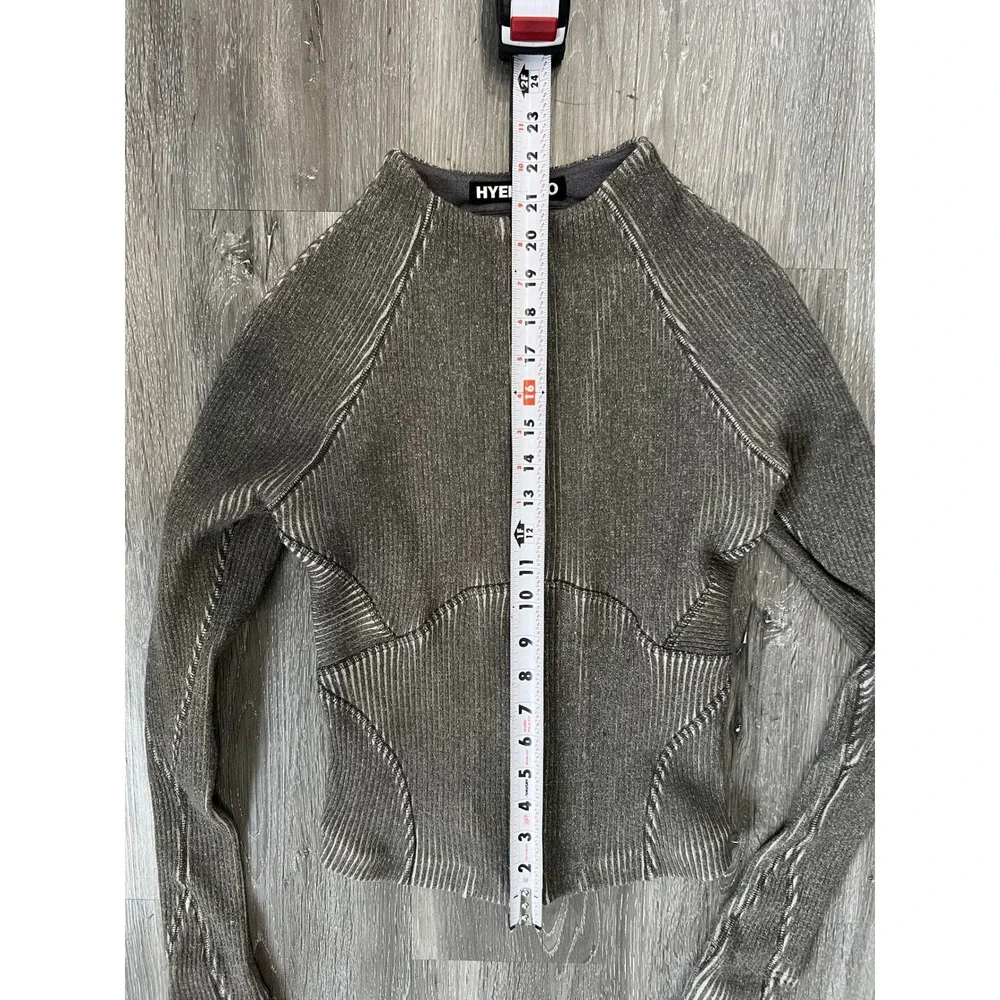 Hyein Seo Grey Ribbed Zip-Up Fitted Jacket Size 1